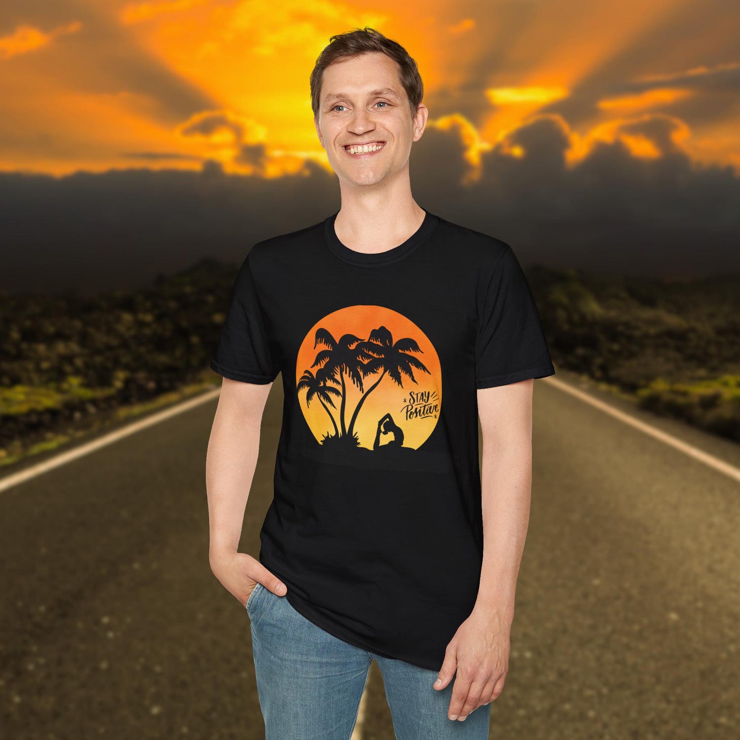 Stay Positive Yoga T-Shirt | Soft Cotton Unisex Tee