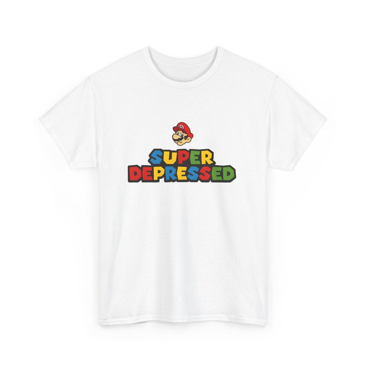 Unisex Super Depressed Shirt - Funny Sad Parody Gamer Tee - Sad Gamer Graphic T-Shirt - Retro Video Game Humor Tee - Meme Gift for Him & Her