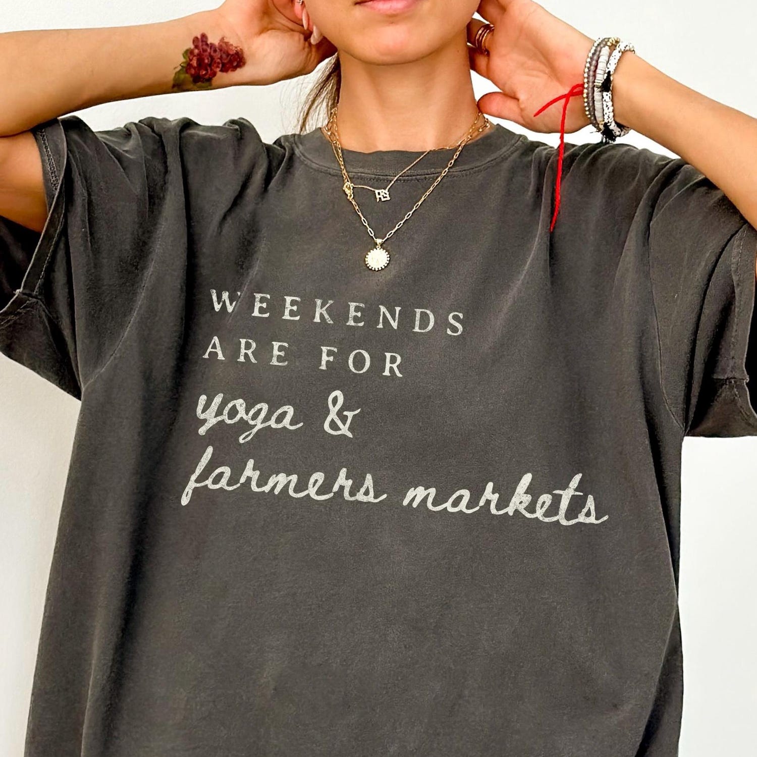 Weekends Yoga Farmers Markets Shirt | Comfort Colors Cozy Cottagecore Aesthetic Fall Yoga Lover Tee