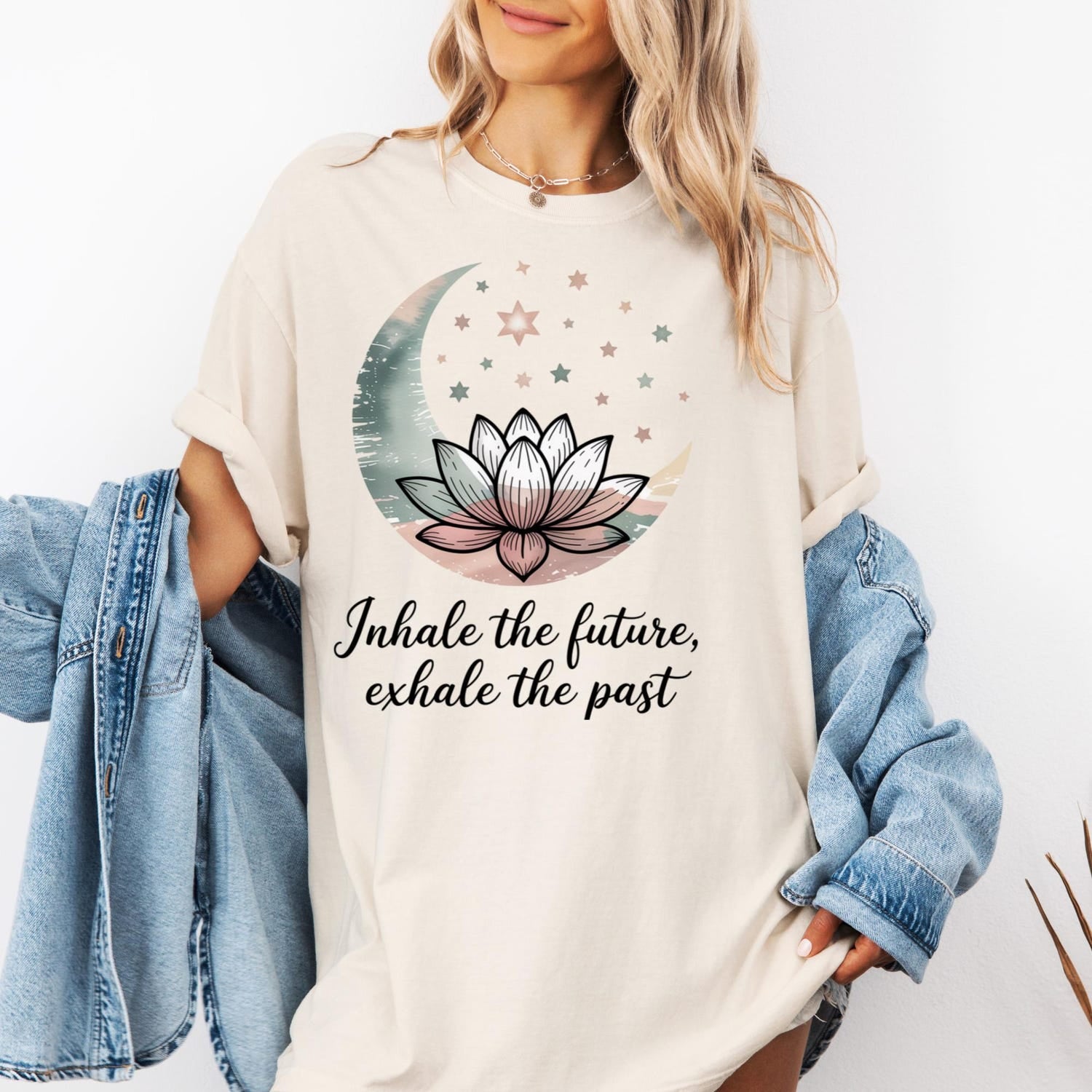 Comfort Colors Lotus Moon Shirt: Mindful Yoga Graphic Tee for Zen & Meditation