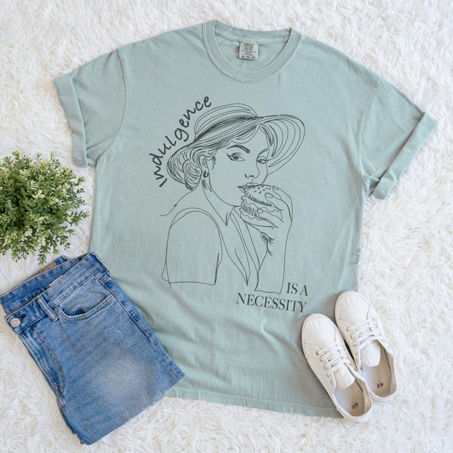 Body Positive Tee | Foodie Yoga Retro Minimalist One Line Art Drawing T-Shirt