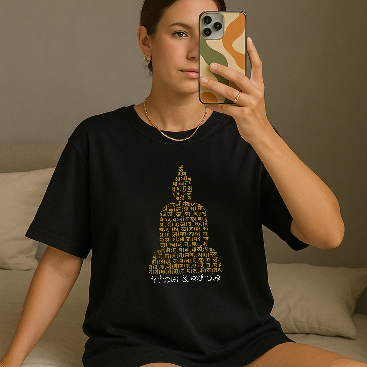 Sanskrit Buddha Yoga Shirt | Meditating Silhouette Soft Cotton Tee