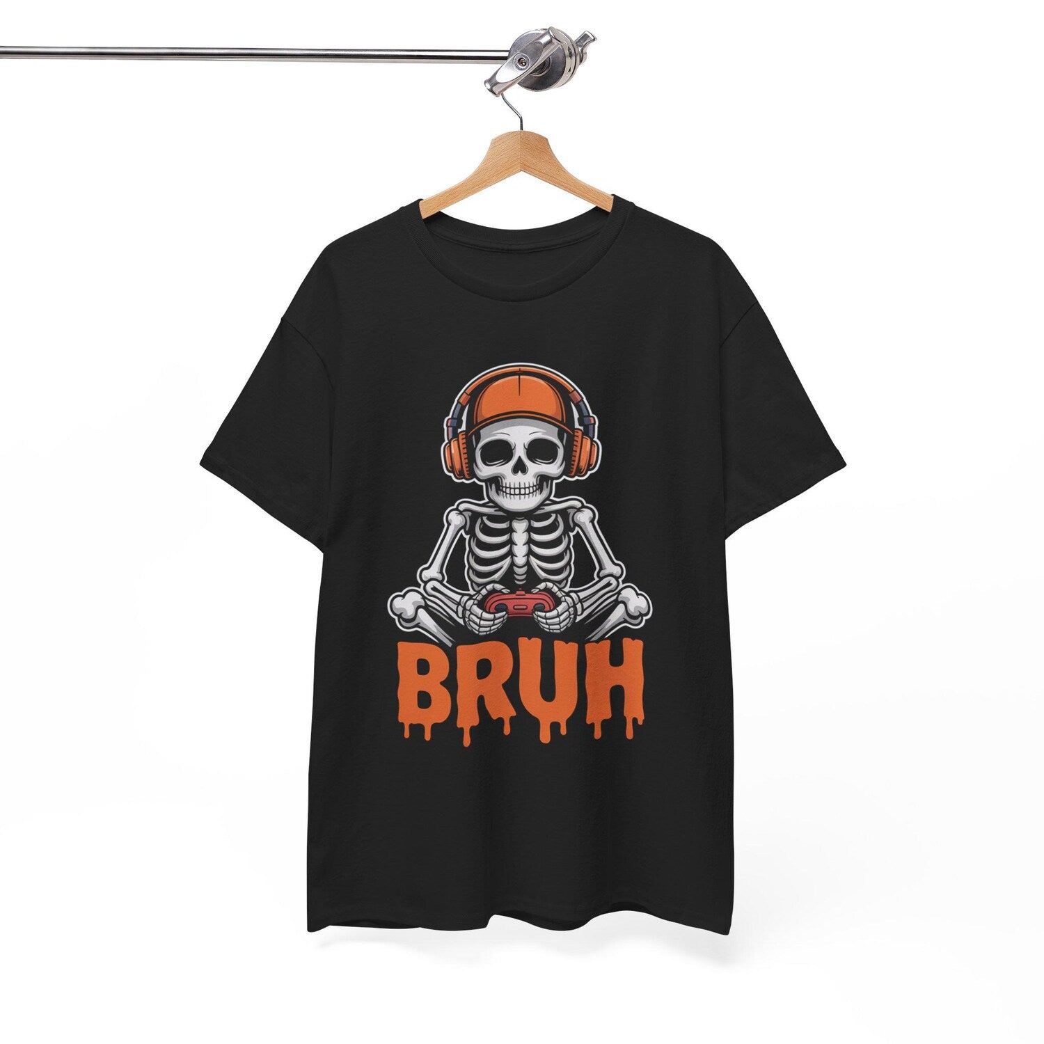 Bruh Skeleton Gamer T-Shirt | Funny Halloween Video Game Costume Tee