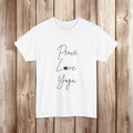 Peace Love Yoga T-Shirt: Minimalist Meditation Tee, Spiritual Apparel