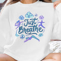 Just Breathe T-Shirts,Sweatshirts, Yoga Design, Meditation Gift, Peace Sign, Spiritual Clothing, Relax Shirt, Workout Top, Zen Vibes