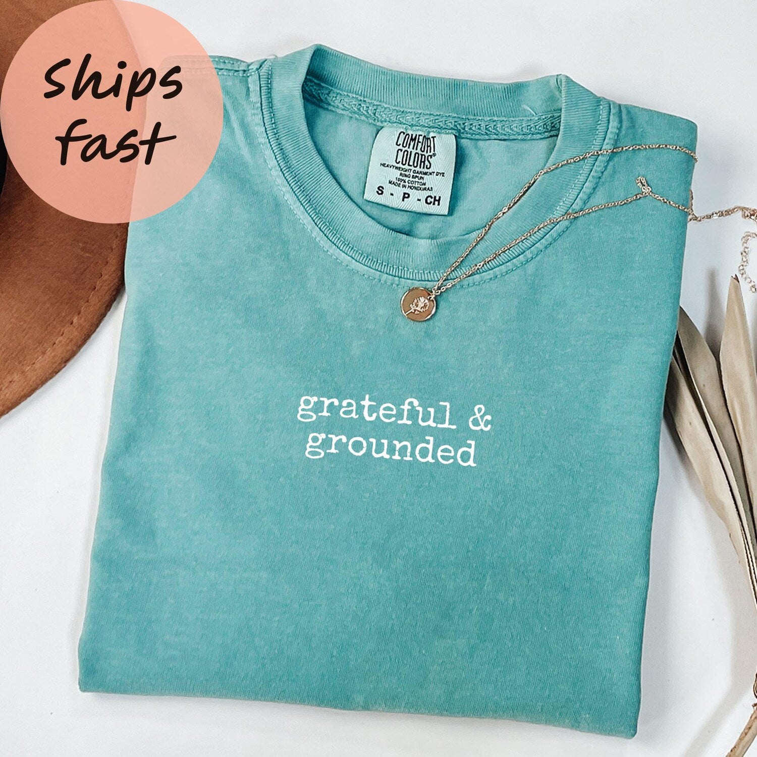 Comfort Colors Grateful Grounded Shirt | Positive Inspirational Mindfulness Mental Health Good Tee