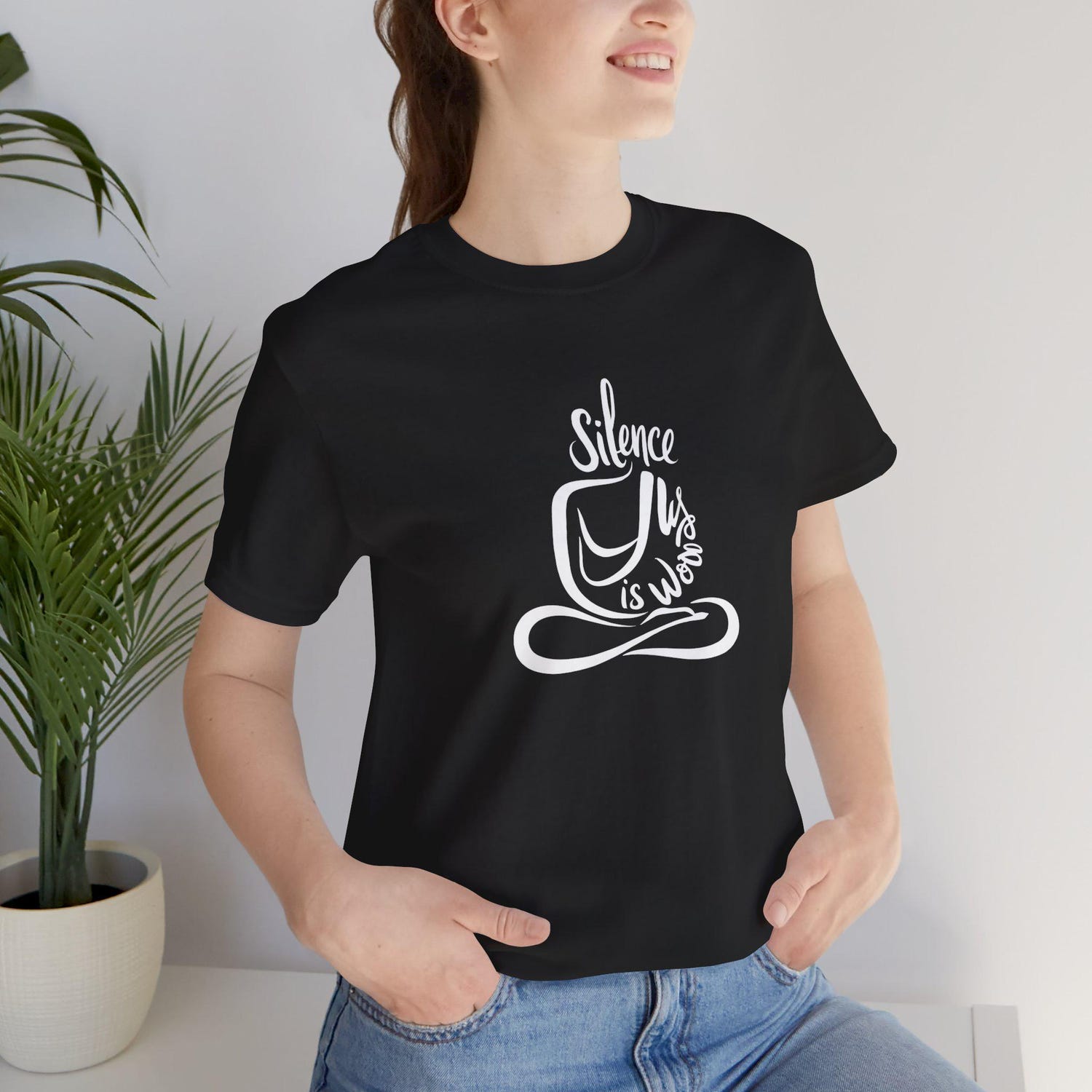 Silence Is Wisdom T Shirt | Mindfulness Spiritual Zen Calligraphy Yoga Gift Tee