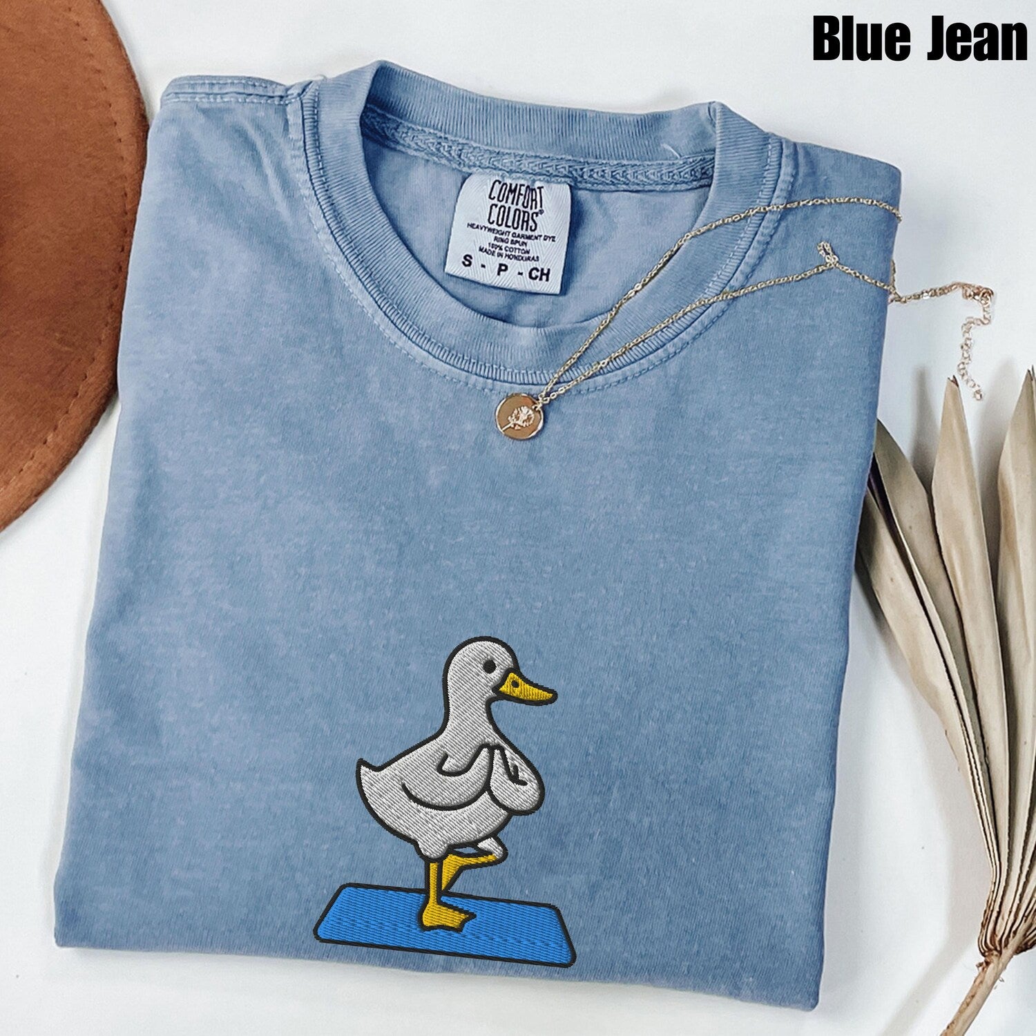 Embroidered Yoga Duck Comfort ColorsÂ® Shirt, Funny Yoga Lover Tee, Meditation Mindfulness Top, Duck Yogi Graphic, Yoga Class Gift, Namaste