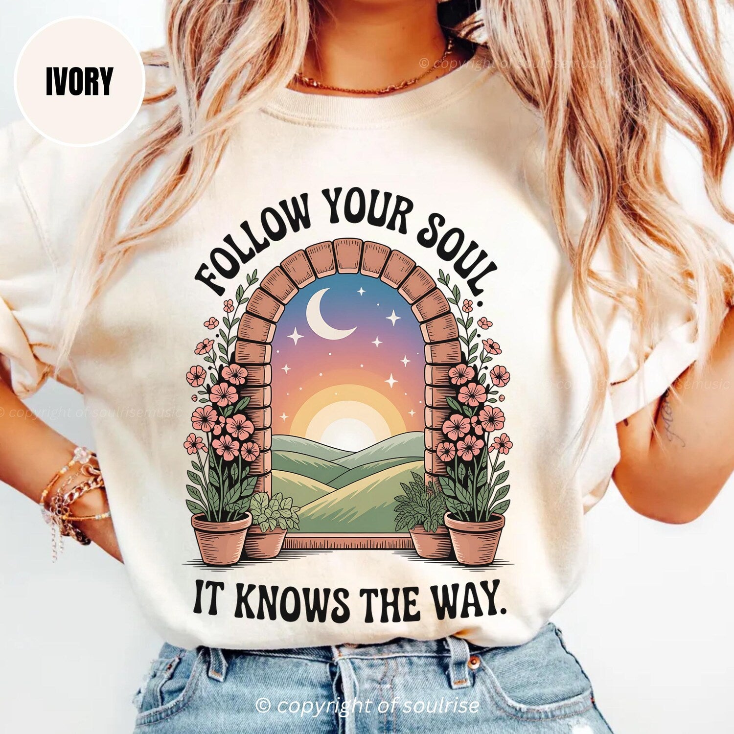 Comfort Colors âFollow Your Soulâ T-Shirt: Boho Spiritual Graphic Shirt Gift