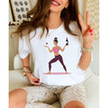 Women Heavy Cotton Tee: Funny Wine Yoga T-Shirt Cute Fitness Shirt Wine Graphic Tee Gift