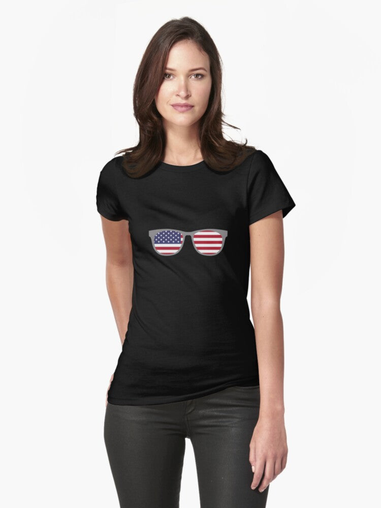 Sunglass American Flag Fitted Shirt T Shirt Everyday Wear