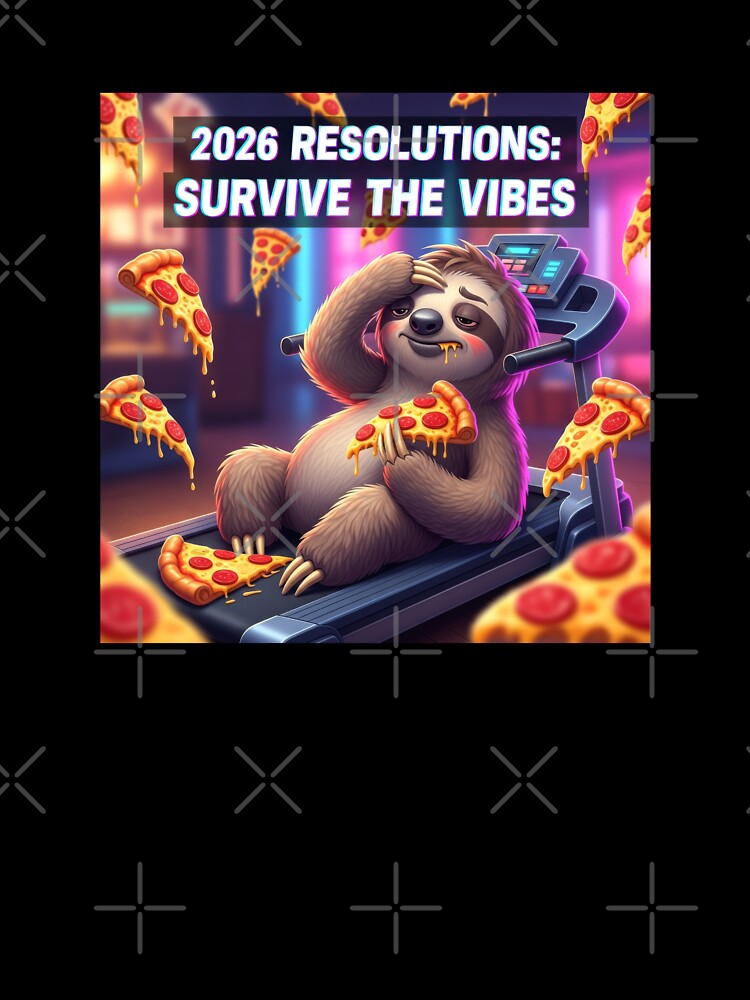2026 Resolutions Funny Sloth Survive The Vibes by lowbatterydept Unisex T-shirt, Sweatshirt, Hoodie, Long Sleeve Tee