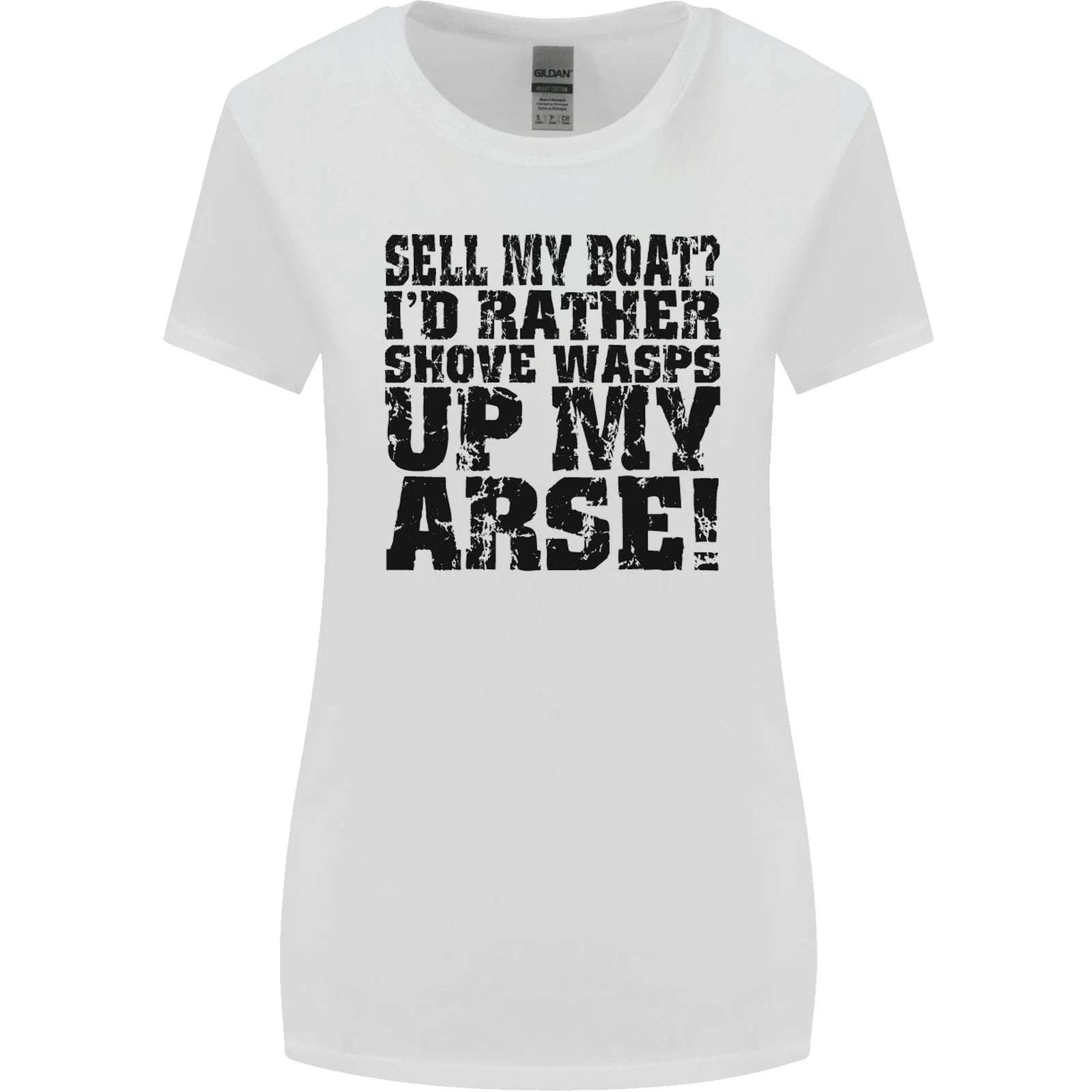 Sell My Boat Speedboat Yacht Dingy Sailing Womens Wider Cut Tshirt T-Shirt | Vintage Style | Great Gift For Fans