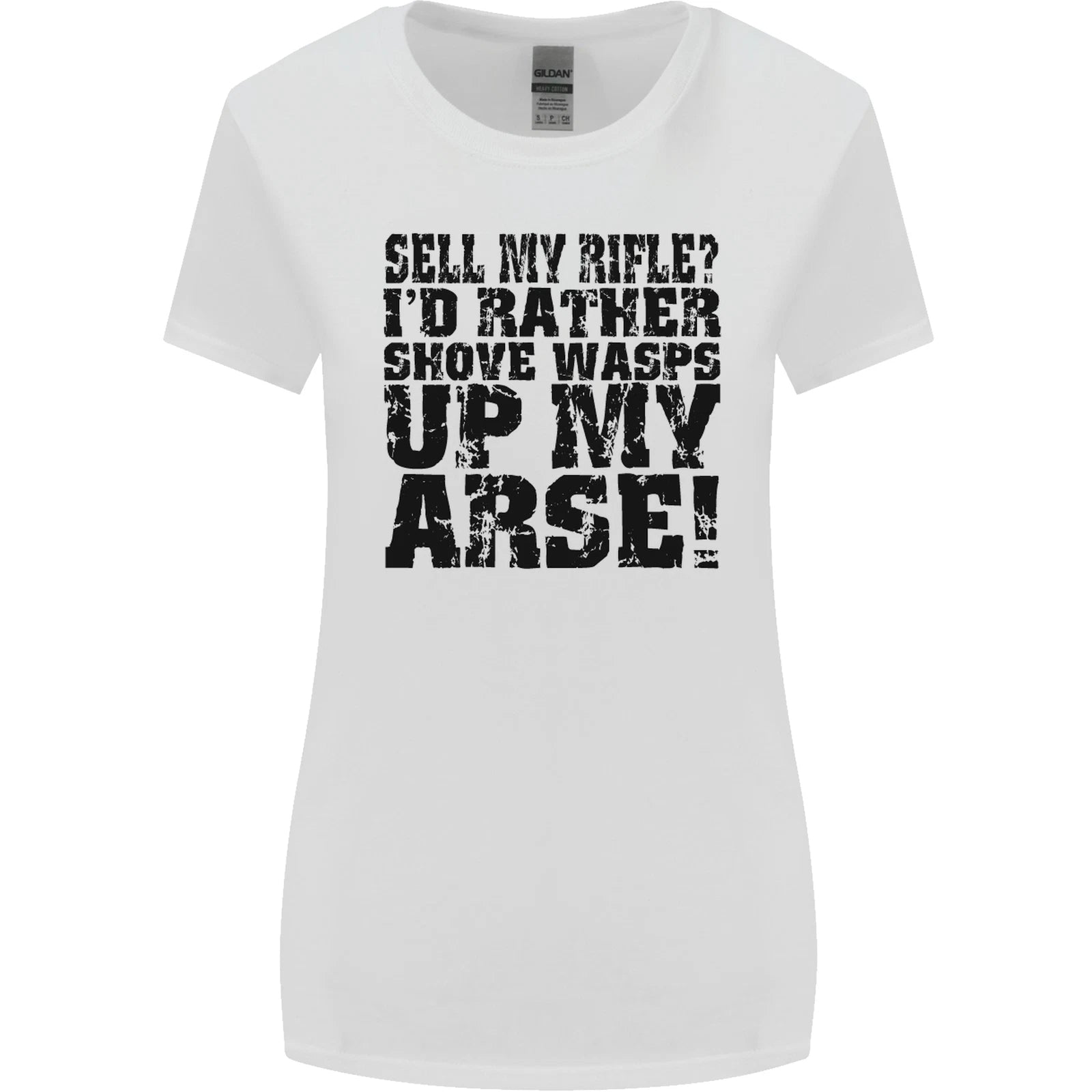 Sell My Rifle Soldier Farmer Farming Range Womens Wider Cut Tshirt T-Shirt | Iconic Graphic Look | Comfortable All-Day Fit
