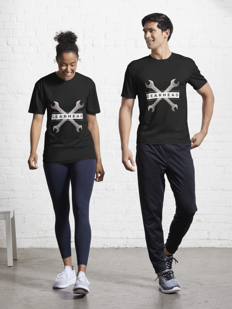 Gearhead and wrenchs Active T Shirt T Shirt Premium Print Daily Wear