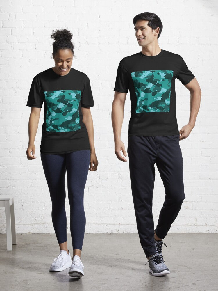Teal Camo Active T Shirt T Shirt Trending 2025 Daily Comfort