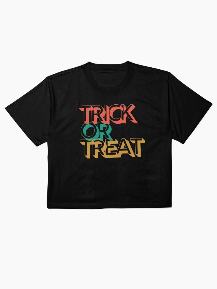 Vintage Trick Or Treat Boxy T Shirt Clean Design