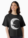 Moon Hug Boxy T Shirt Boxy T Shirt Streetwear Style Gift Ready
