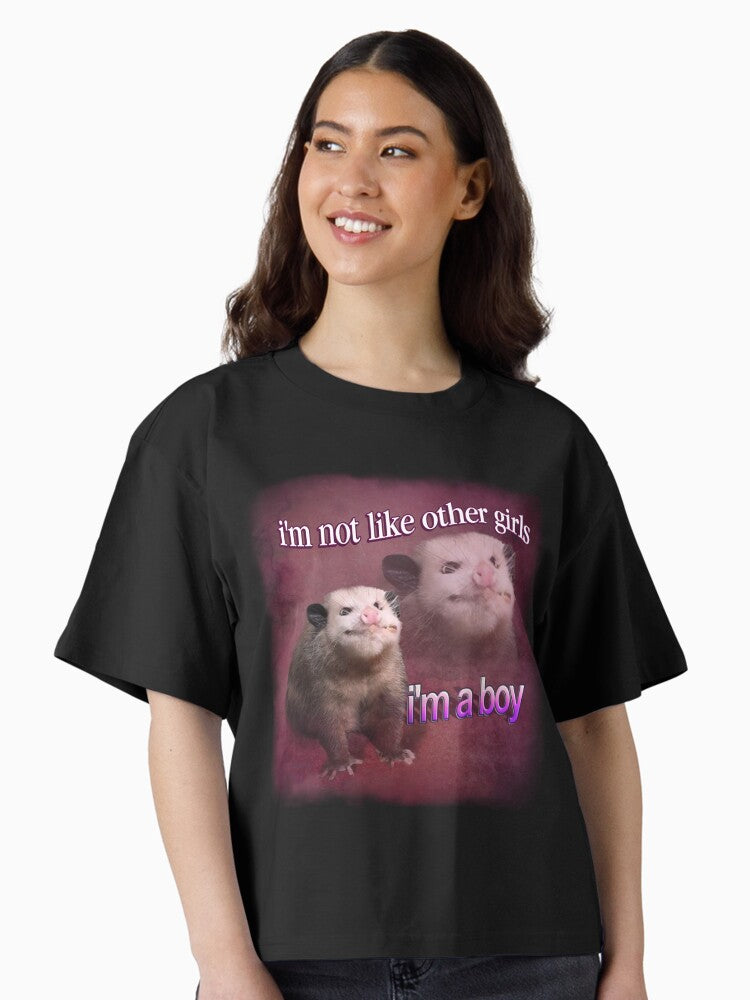 I m not like other girls I m a boy possum word art Boxy T Shirt Boxy T Shirt Streetwear Style Boxy Fit
