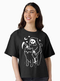 Death Rides A Black Cat Boxy T Shirt Boxy T Shirt Streetwear Style Gift Ready