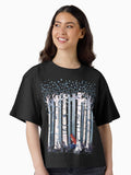 The Birches in Blue Boxy T Shirt Boxy T Shirt Comfort Fit Modern Aesthetic