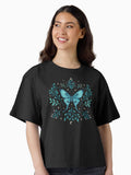 Mystical Moon Moth Turquoise Boxy T Shirt Boxy T Shirt Premium Print Gift Ready