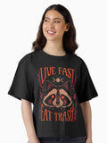Live Fast Eat Trash Boxy T Shirt Boxy T Shirt Trending US Relaxed Style