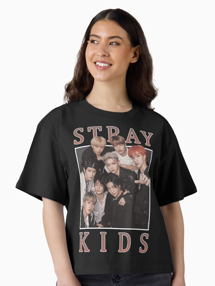 STRAY KIDS Vintage Retro Band Style 90s Boxy T Shirt Boxy T Shirt High Search Demand Daily Wear