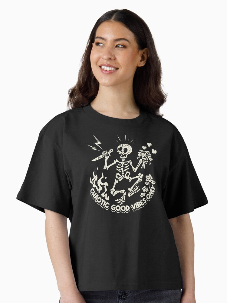 Chaotic Good Vibes Only Boxy T Shirt Boxy T Shirt Premium Print Boxy Fit