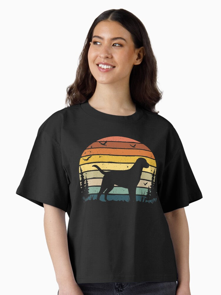Labrador Dog Retro Vintage Boxy T Shirt Boxy T Shirt Comfort Fit Relaxed Style