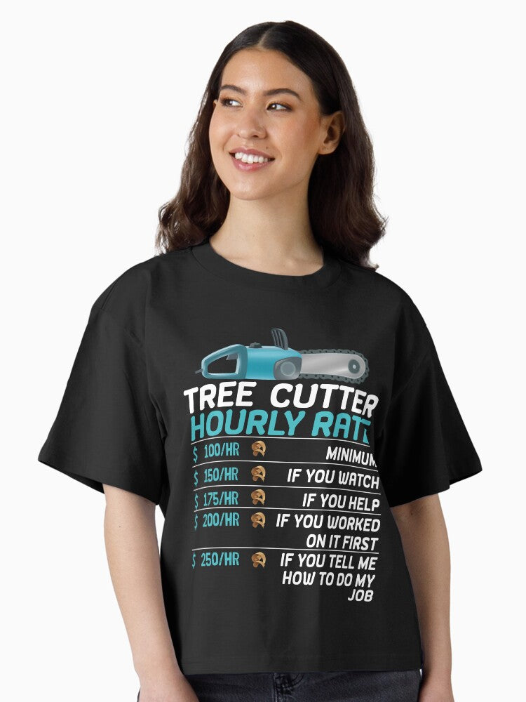 Professional Arborist Hourly Rate Chainsaw Graphic Design Boxy T Shirt Boxy T Shirt Trending US Gift Ready