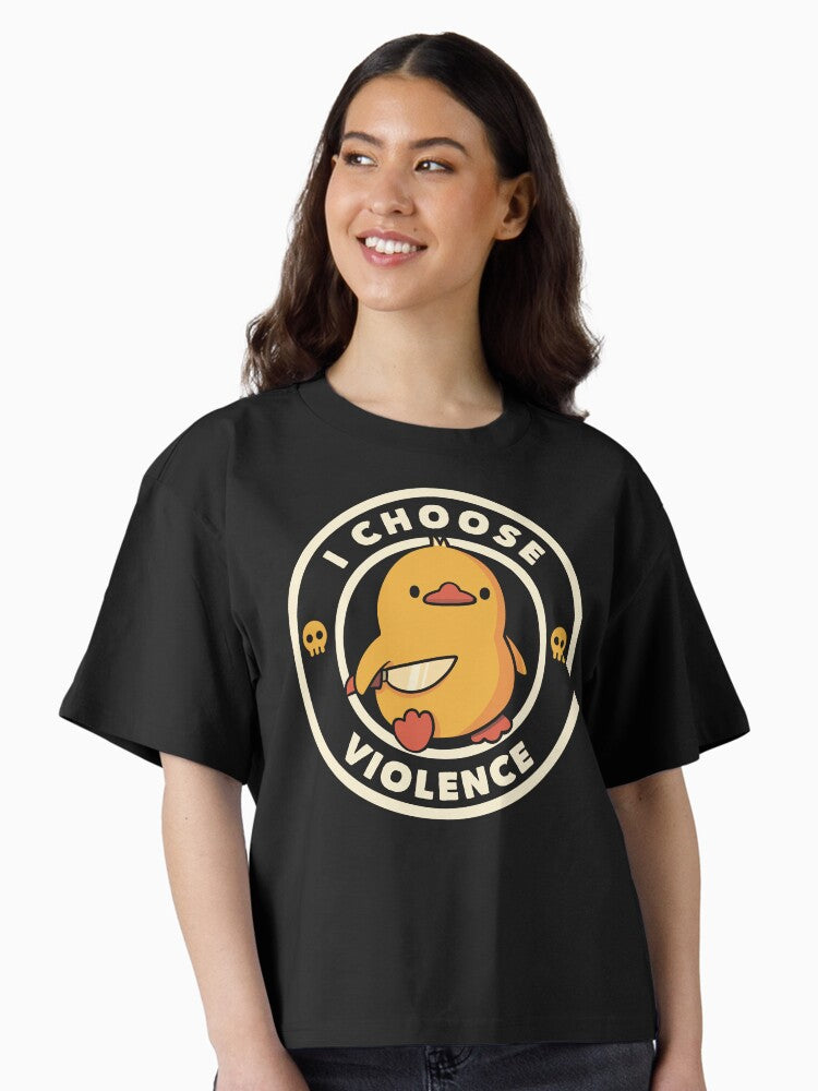 I Choose Violence Duck Knife Back Boxy T Shirt Boxy T Shirt Streetwear Style Daily Wear