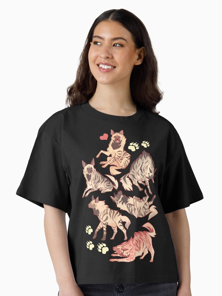 Striped hyena no text Boxy T Shirt Boxy T Shirt Trending US Modern Aesthetic