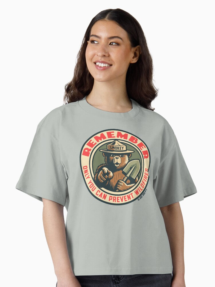 Smokey Bear Remember Only You Can Prevent Wildfires Officially Licensed Art Boxy T Shirt Boxy T Shirt Premium Print