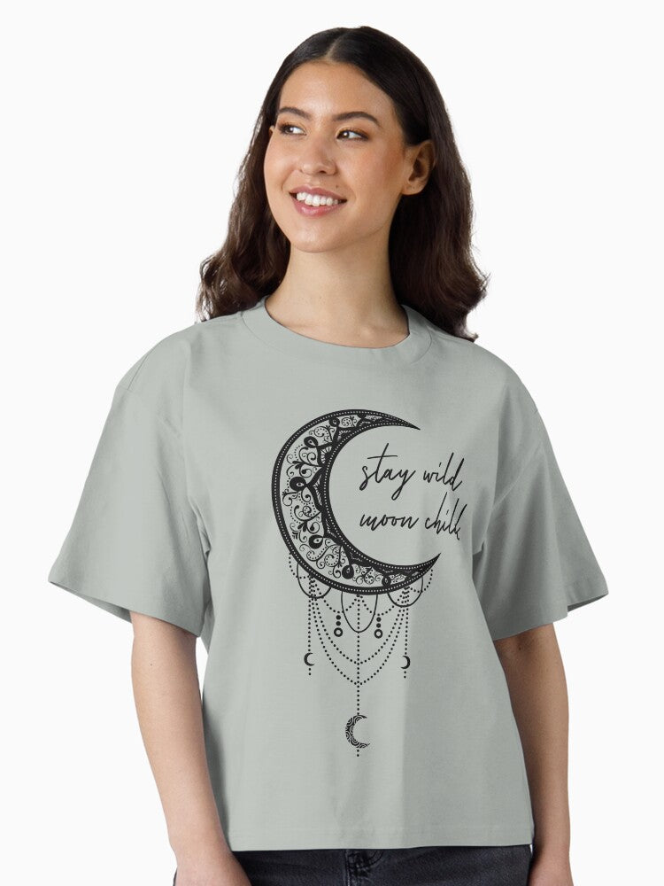 Stay Wild Moon Child Boho Peace Hippie Gift Moon Child Gear Boxy T Shirt Boxy T Shirt Comfort Fit Daily Wear