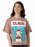 Funny Santa Claus Shark Reindeer Humor Boxy T Shirt Boxy T Shirt Comfort Fit Gift Ready