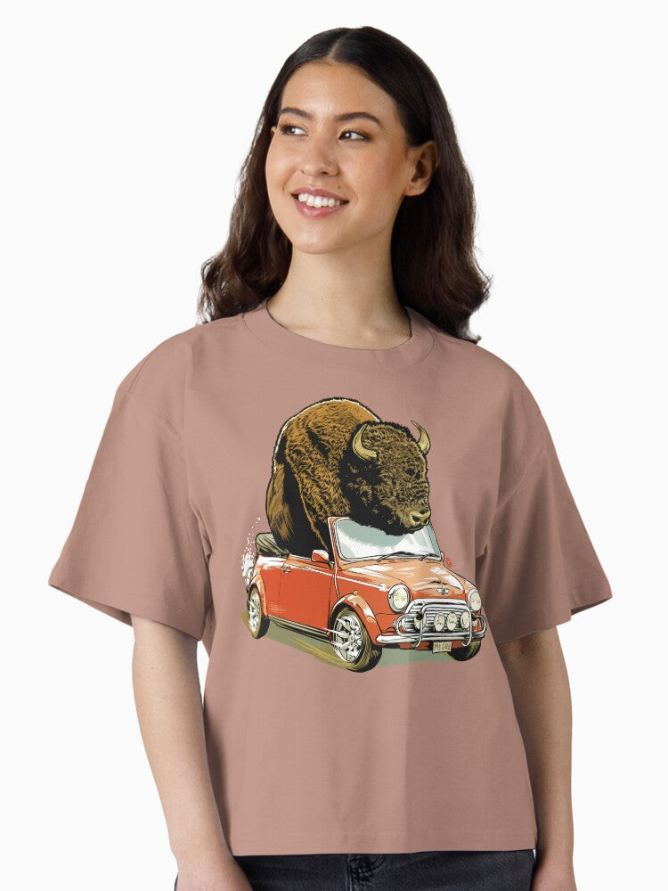 Bison in a Mini Boxy T Shirt Boxy T Shirt Comfort Fit Boxy Fit