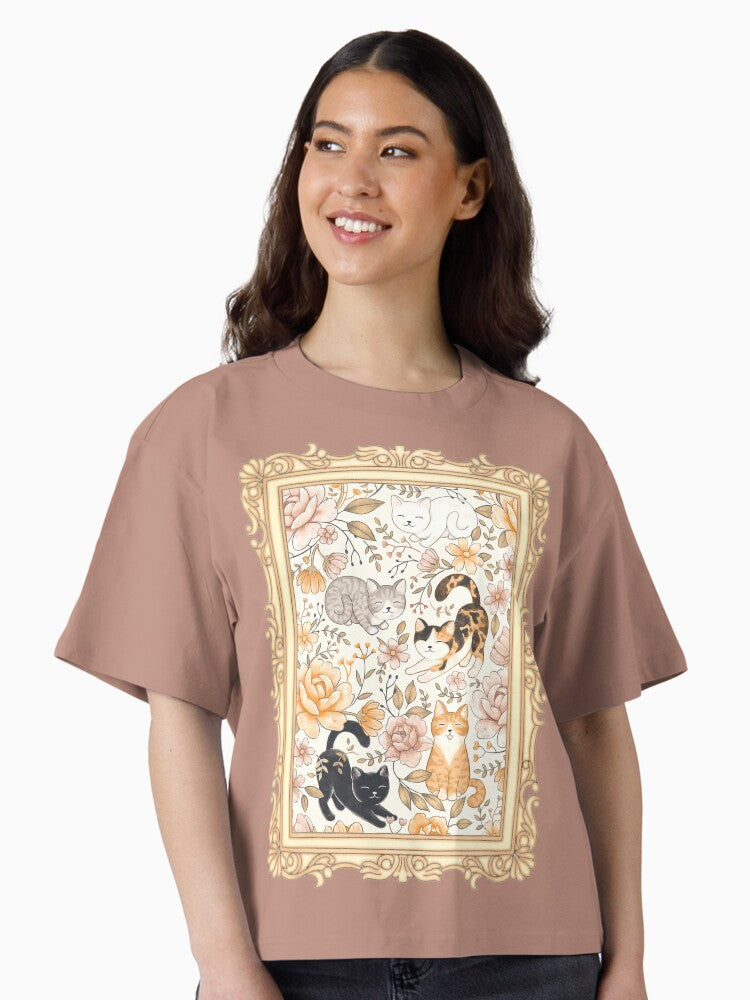 Cottage Cat Coquette in Ginger Orange Boxy T Shirt Boxy T Shirt High Search Demand Relaxed Style