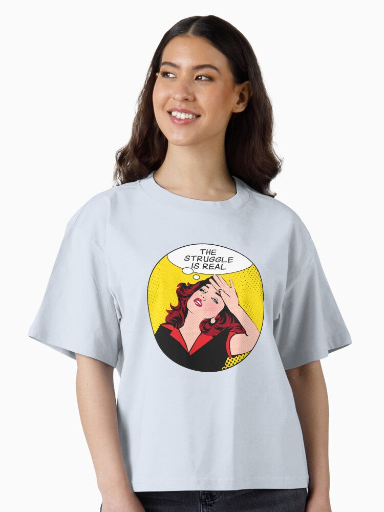 The Struggle is real funny retro sticker gift for a millennial Boxy T Shirt Boxy T Shirt Trending US Relaxed Style