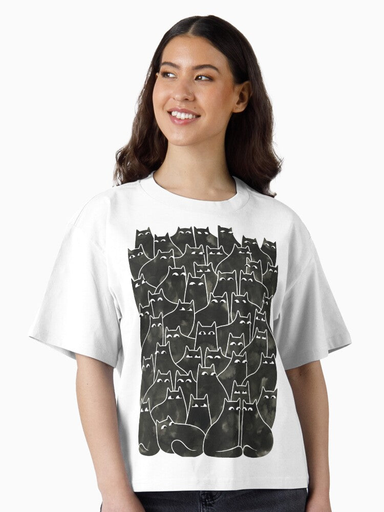 Suspicious Cats Boxy T Shirt Boxy T Shirt Streetwear Style Daily Wear