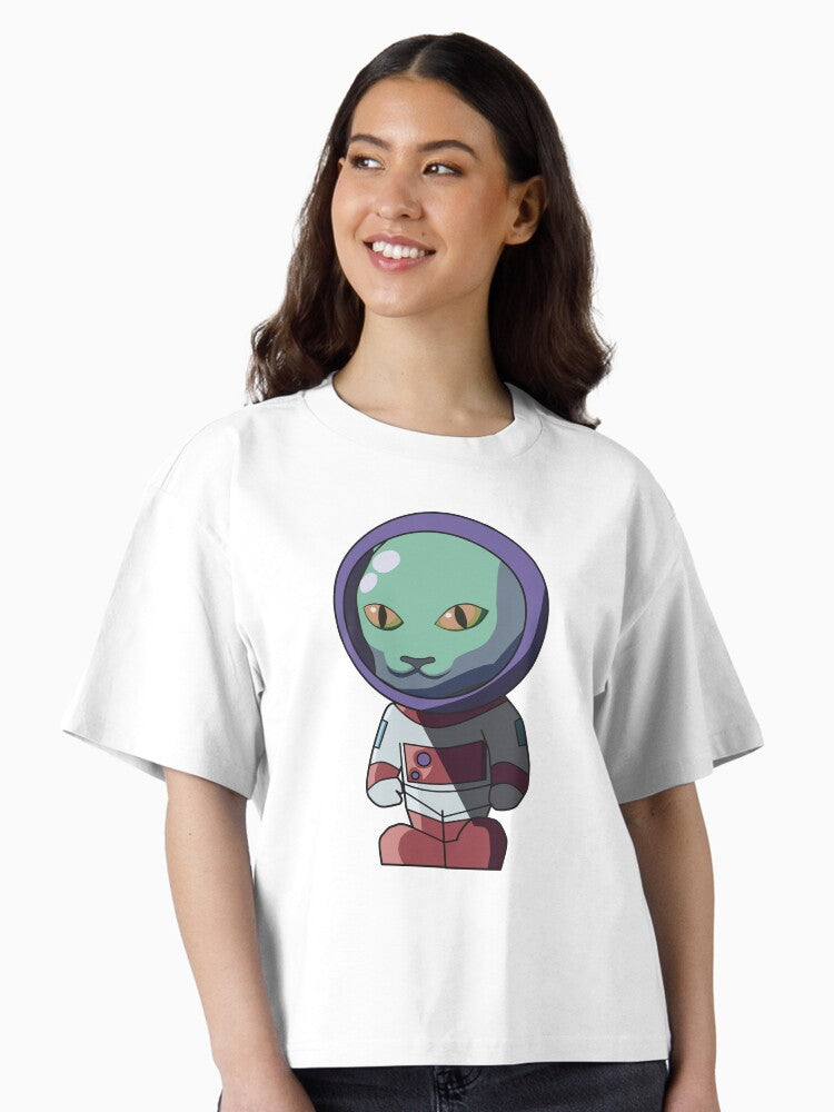 Cat Astronaut Anthro Sci Fi Space Cat Illustration Boxy T Shirt Boxy T Shirt Comfort Fit Relaxed Style
