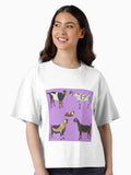 Nubian Goats Pattern Purple Boxy T-Shirt