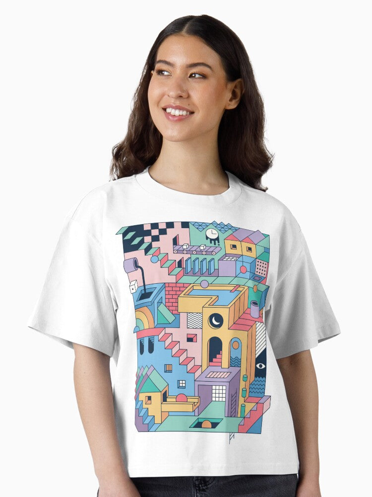 80 s Escher Boxy T Shirt Boxy T Shirt Streetwear Style Gift Ready
