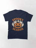 Spooky Season Retro Halloween Ghost And Pumpkin Design Classic T Shirt