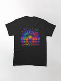 Psychedelic Spooky Season Wizard Frog And Pumpkins Classic T Shirt