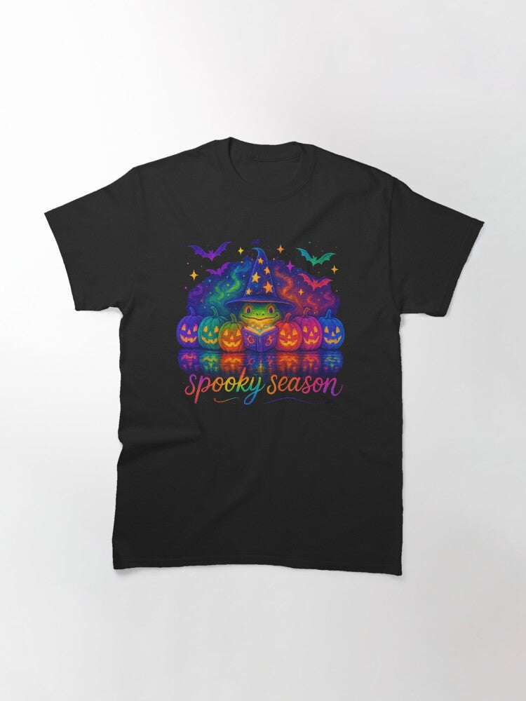 Psychedelic Spooky Season Wizard Frog And Pumpkins Classic T Shirt