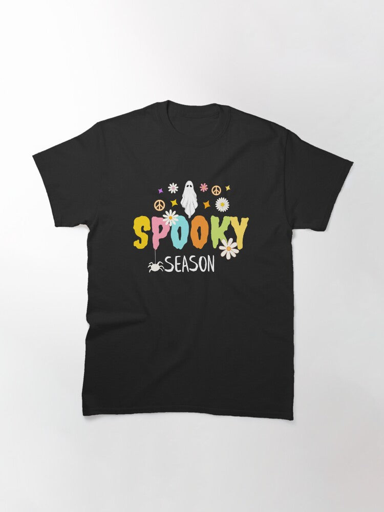 Spooky Season Groovy Vintage Floral Ghost Classic T Shirt