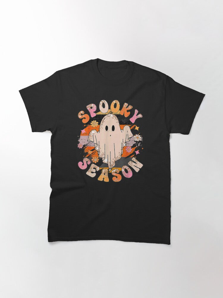 Mens Groovy Spooky Season Ghost Groovy Retro Halloween Gift For Women Kids Classic T Shirt
