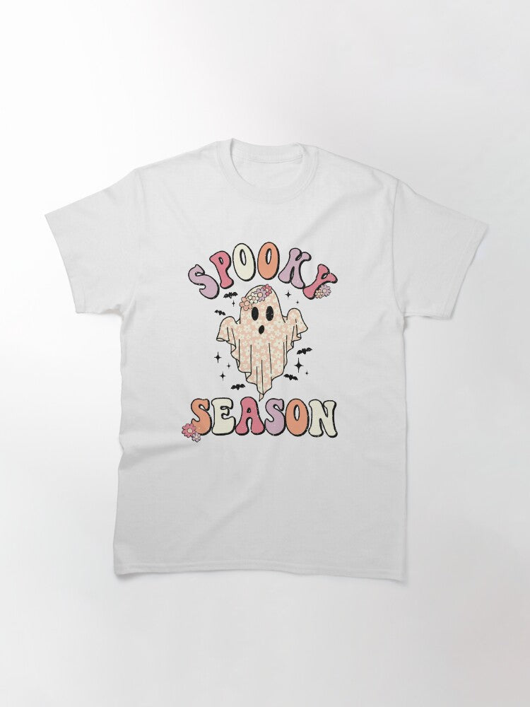 Retro Halloween Floral Ghost Spooky Season Classic T Shirt