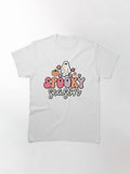 Groovy Ghost Spooky Season Pumpkins Flowers Peace Signs Classic T Shirt